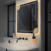 Espejo LED Cuadrado | Control por interruptor de pared | Luz blanca cálida - Reyze Seria Good Vibes Model 7